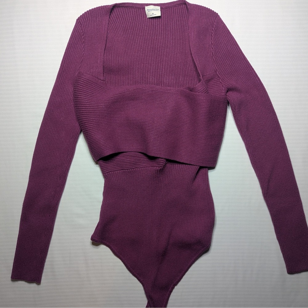 Abercrombie Fitch Ribbed Knit Top Womens M Layered Crop Y2K Fitted